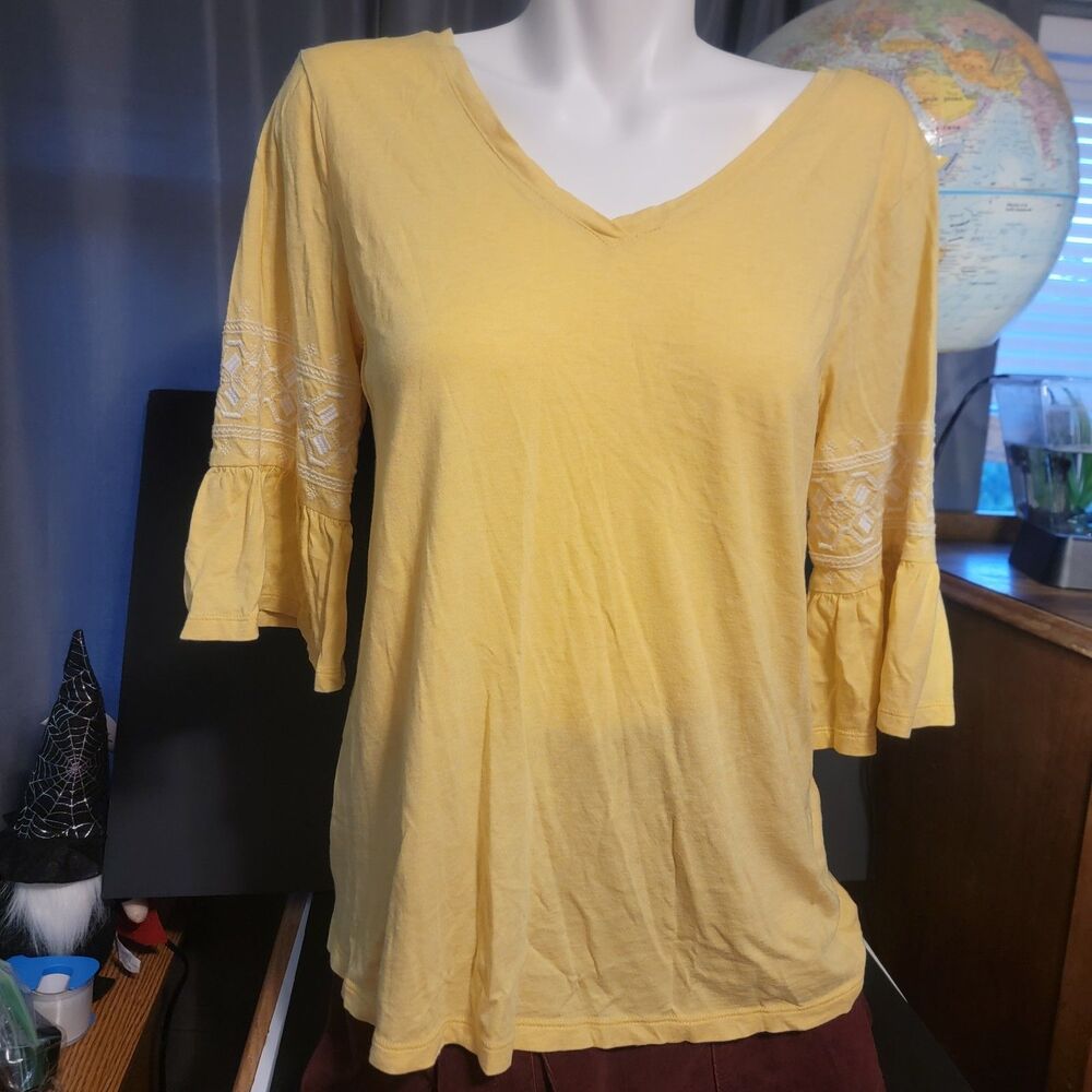 J. jill Adorable Yellow Blouse V Neck Sz Small